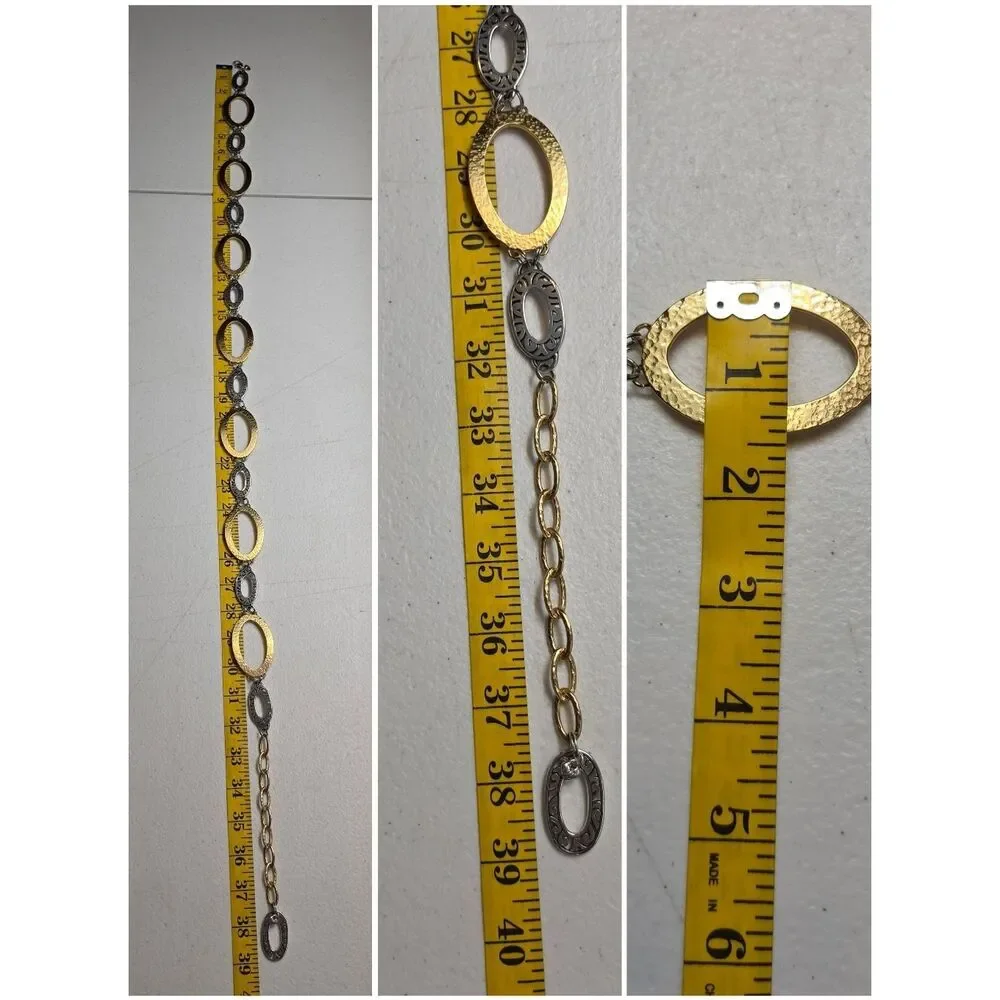 Brighton Vintage Gold and Silver Toned Oval Chain Waist Belt